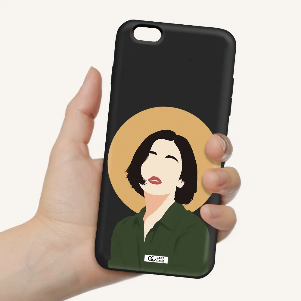 Portrait Of A Girl In A Green Dress Apple iPhone 6S Silicone black Case