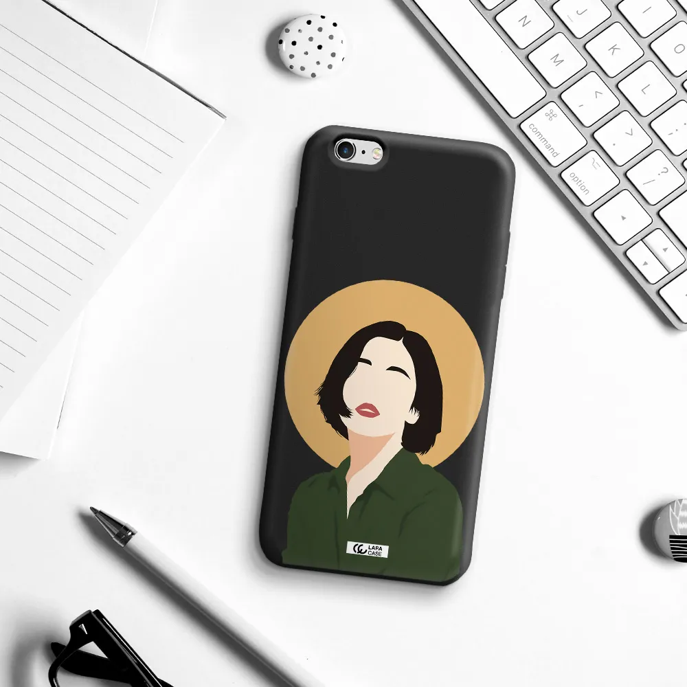 Portrait Of A Girl In A Green Dress Apple iPhone 6S Silicone black Case