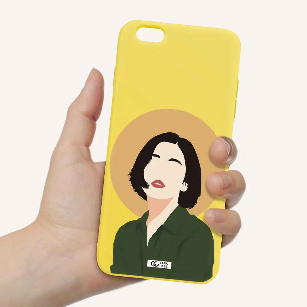 Portrait Of A Girl In A Green Dress Apple iPhone 6S Silicone canary yellow Case