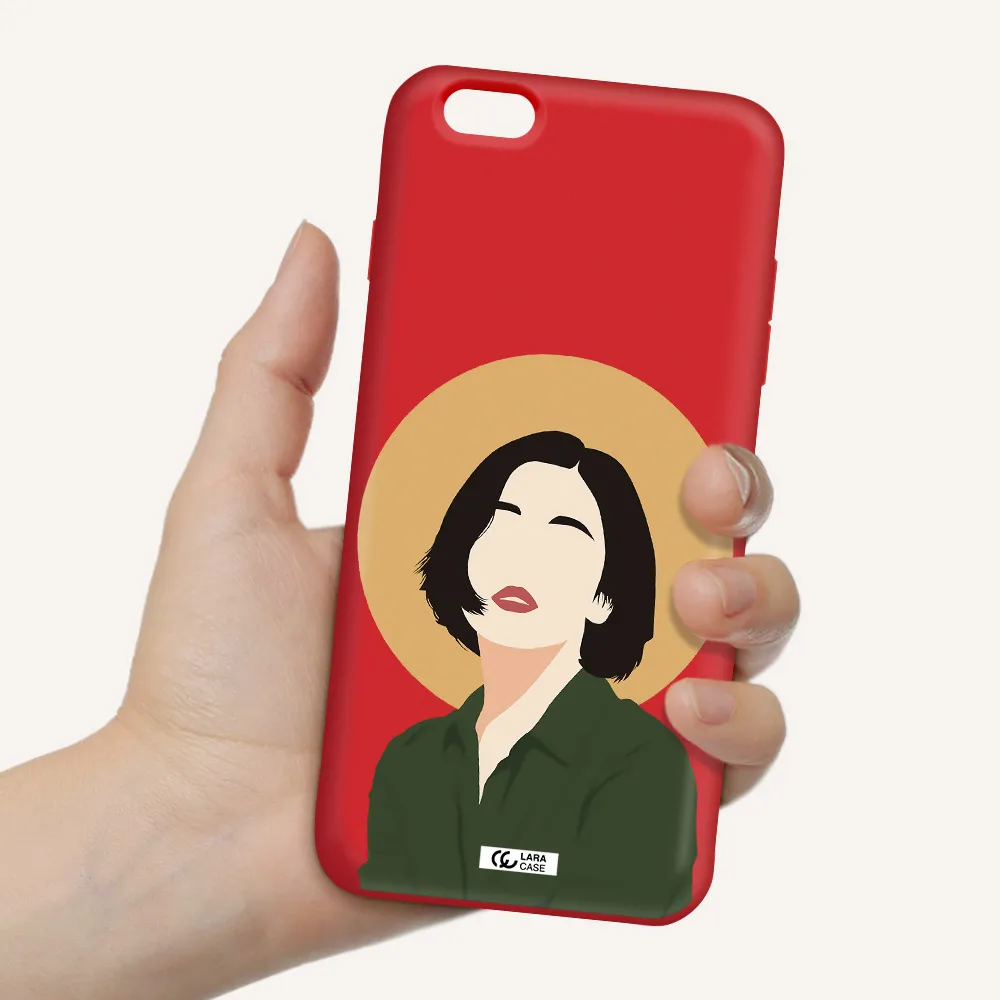 Portrait Of A Girl In A Green Dress Apple iPhone 6S Silicone Imperial Red Case