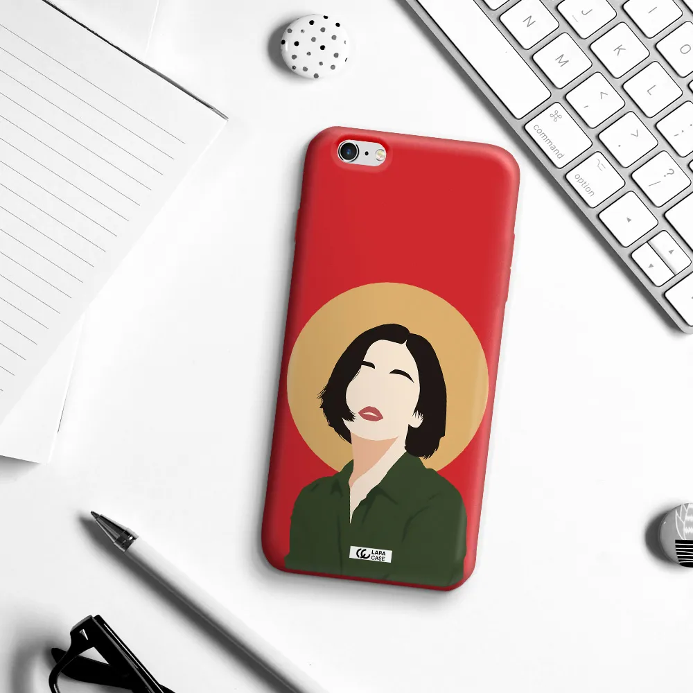 Portrait Of A Girl In A Green Dress Apple iPhone 6S Silicone Imperial Red Case