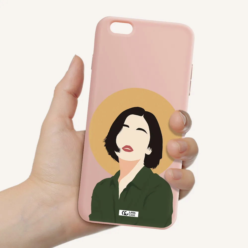 Portrait Of A Girl In A Green Dress Apple iPhone 6S Silicone pastel pink Case