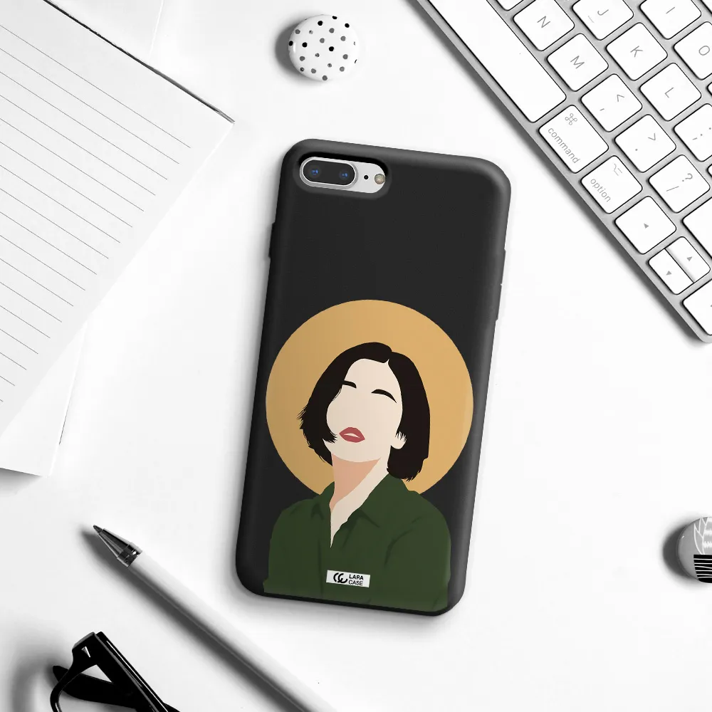 Portrait Of A Girl In A Green Dress Apple iPhone 7 plus Silicone black Case