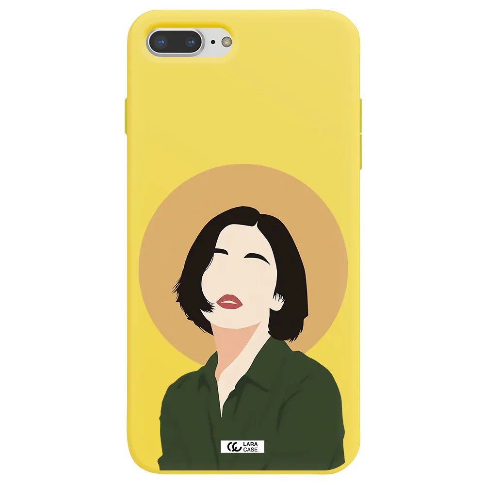 Portrait Of A Girl In A Green Dress Apple iPhone 7 plus Silicone canary yellow Case