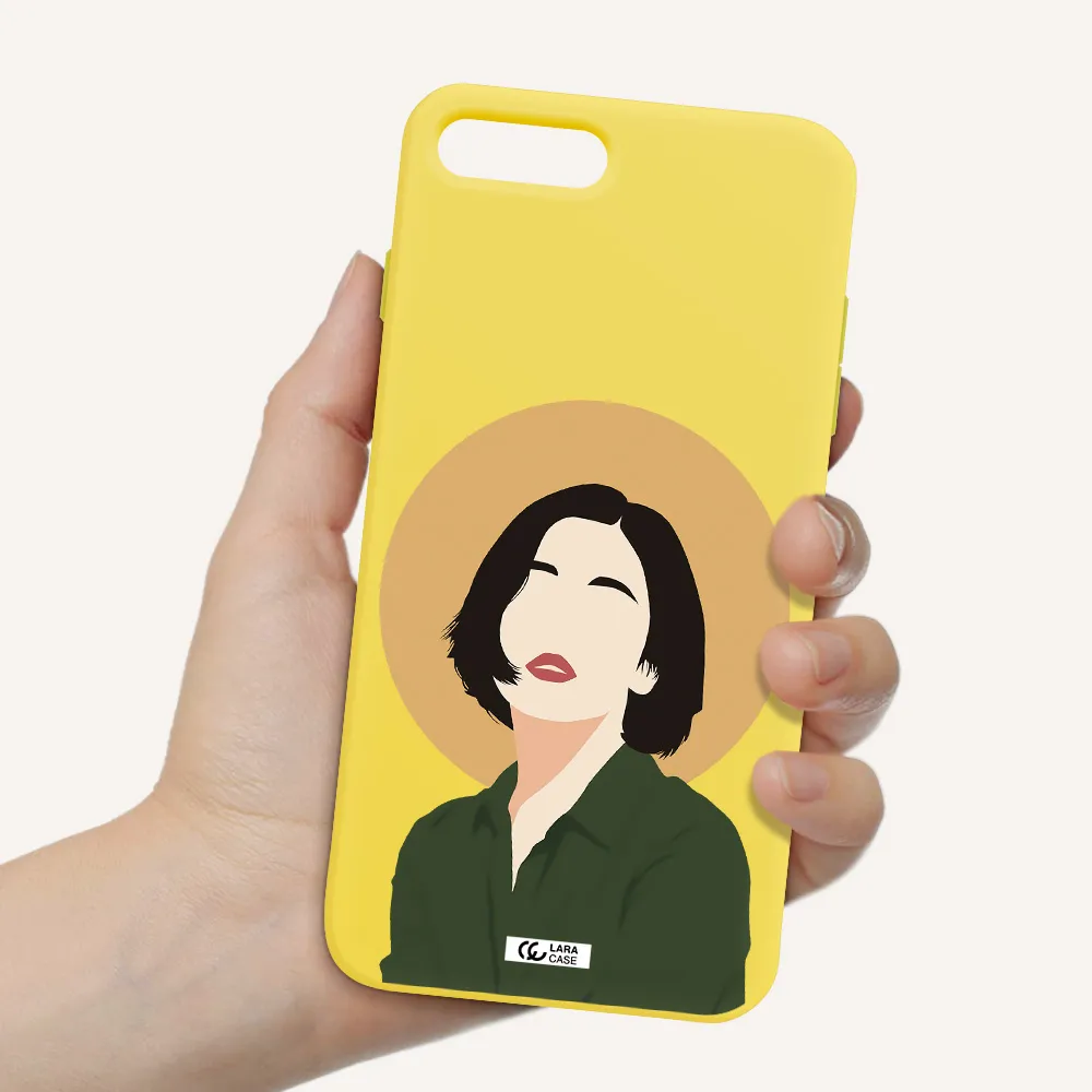 Portrait Of A Girl In A Green Dress Apple iPhone 7 plus Silicone canary yellow Case