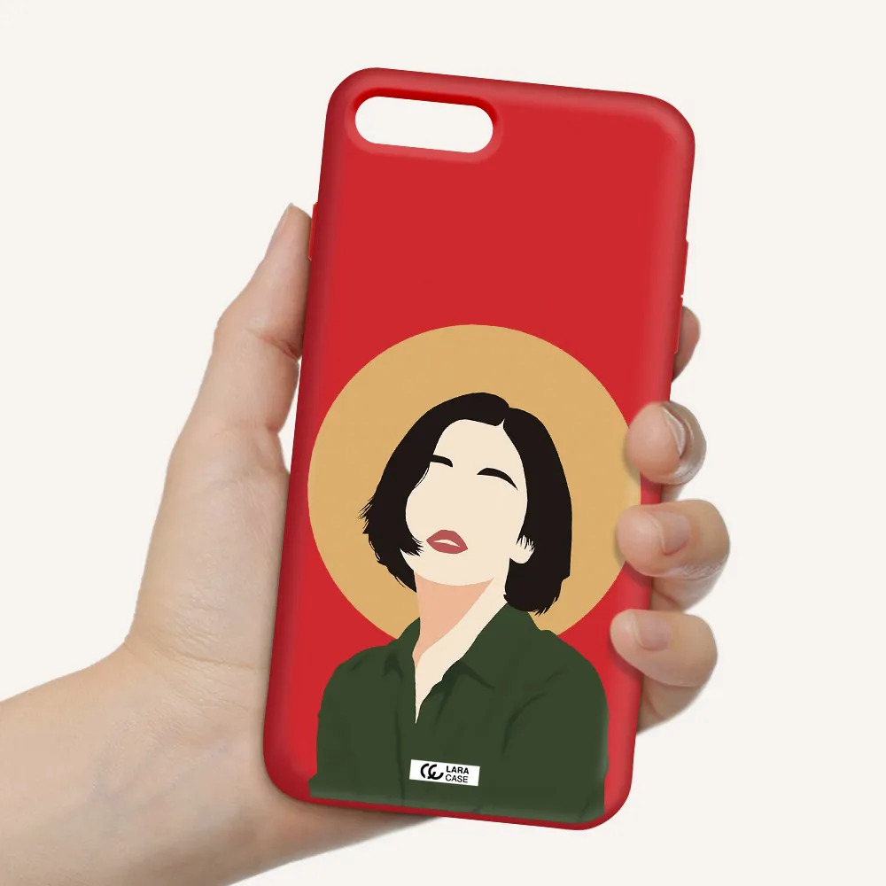 Portrait Of A Girl In A Green Dress Apple iPhone 7 plus Silicone Imperial Red Case