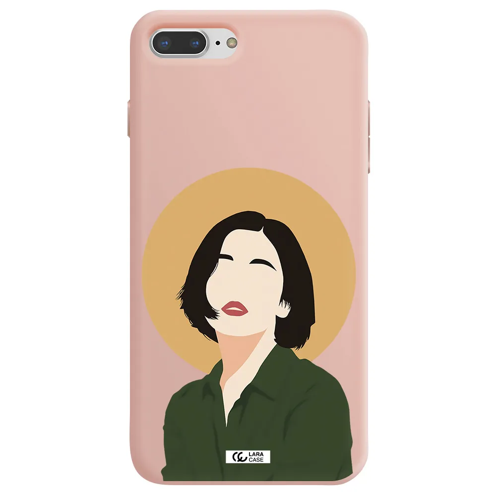 Portrait Of A Girl In A Green Dress Apple iPhone 7 plus Silicone pastel pink Case