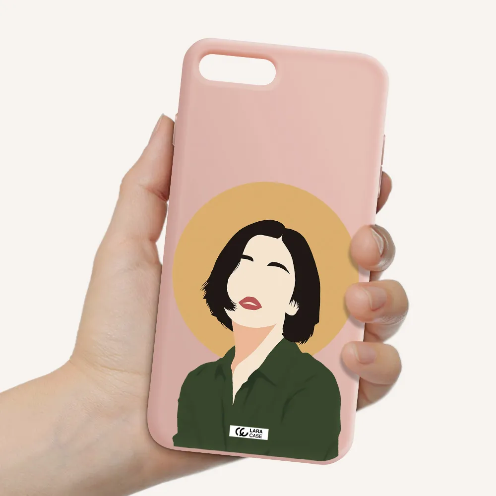 Portrait Of A Girl In A Green Dress Apple iPhone 7 plus Silicone pastel pink Case