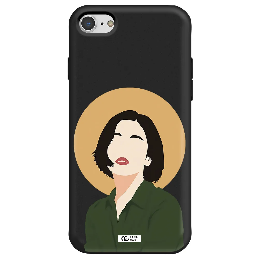 Portrait Of A Girl In A Green Dress Apple iPhone 7 Silicone black Case