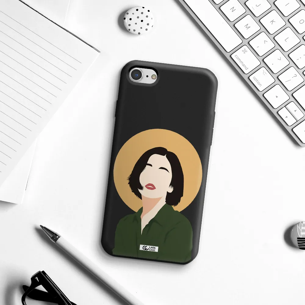 Portrait Of A Girl In A Green Dress Apple iPhone 7 Silicone black Case