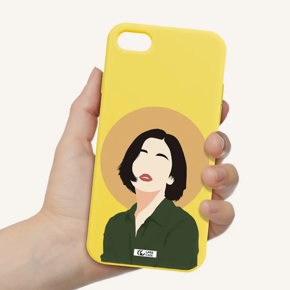 Portrait Of A Girl In A Green Dress Apple iPhone 7 Silicone canary yellow Case