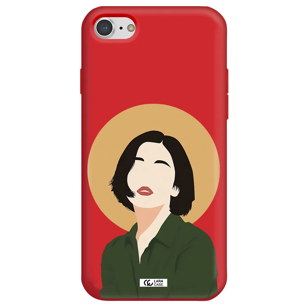 Portrait Of A Girl In A Green Dress Apple iPhone 7 Silicone Imperial Red Case
