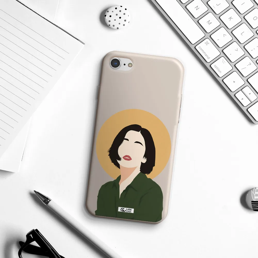 Portrait Of A Girl In A Green Dress Apple iPhone 7 Silicone Stone Case