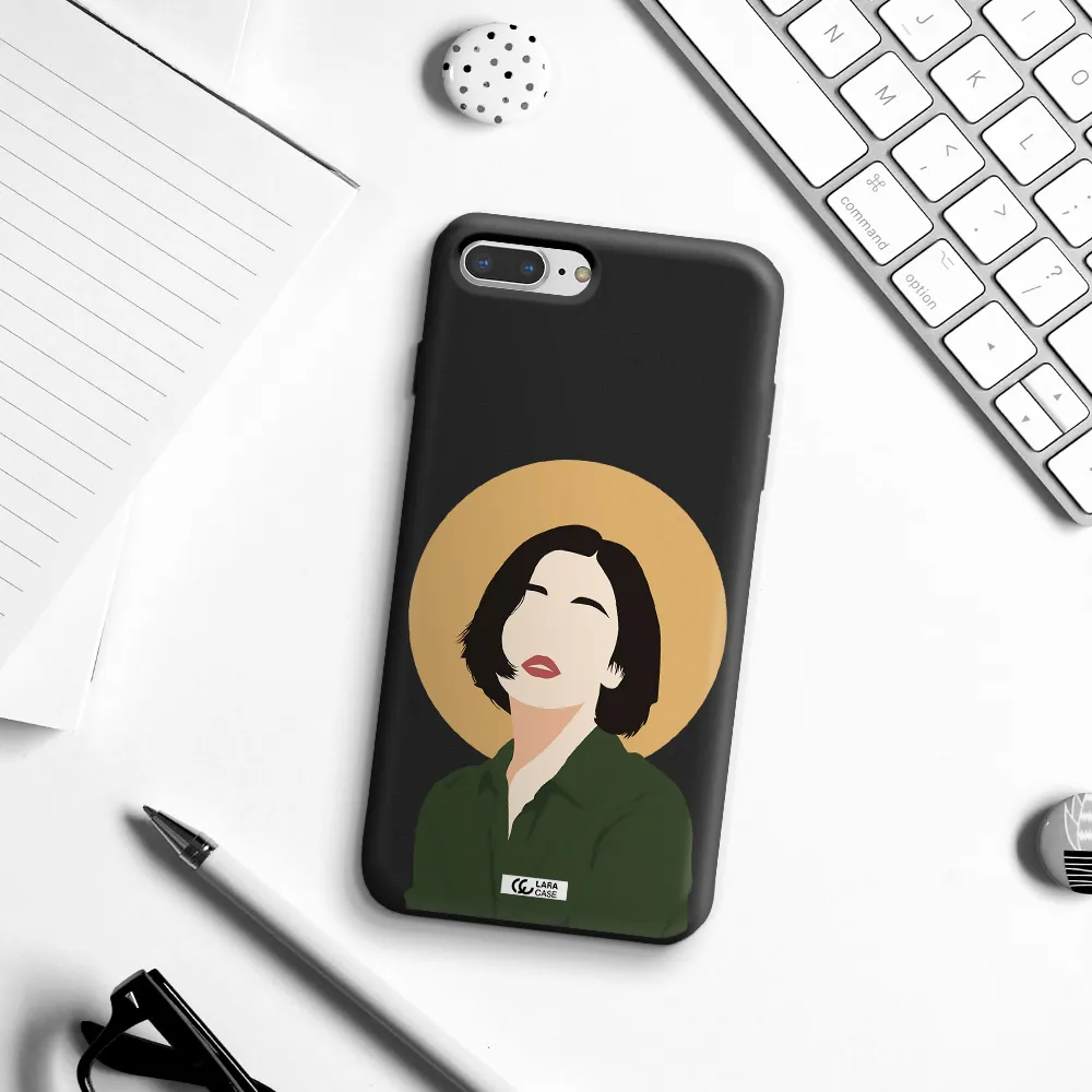 Portrait Of A Girl In A Green Dress Apple iPhone 8 plus Silicone black Case