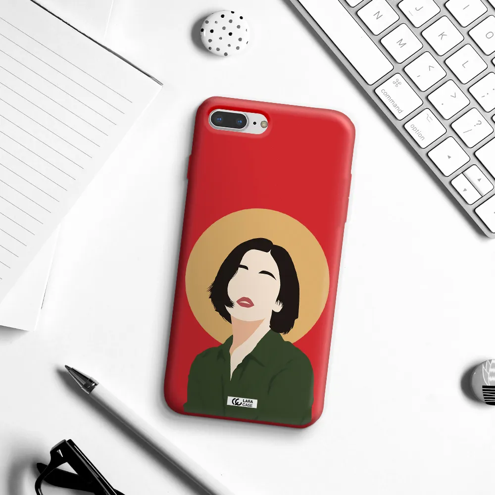 Portrait Of A Girl In A Green Dress Apple iPhone 8 plus Silicone Imperial Red Case