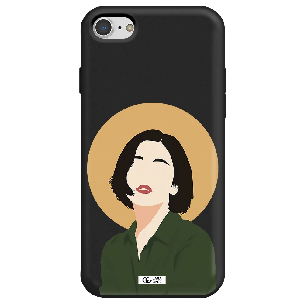 Portrait Of A Girl In A Green Dress Apple iPhone 8 Silicone black Case