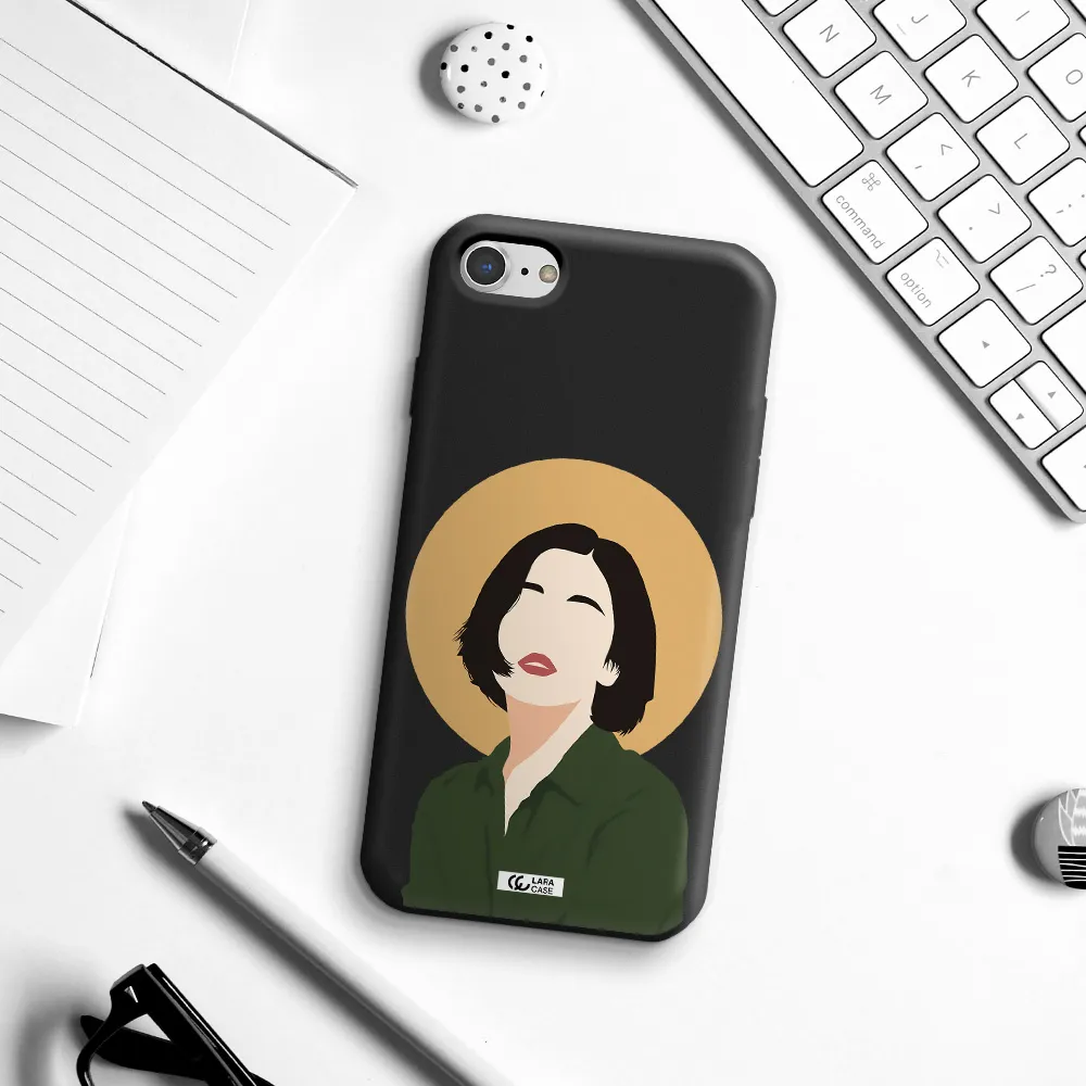 Portrait Of A Girl In A Green Dress Apple iPhone 8 Silicone black Case