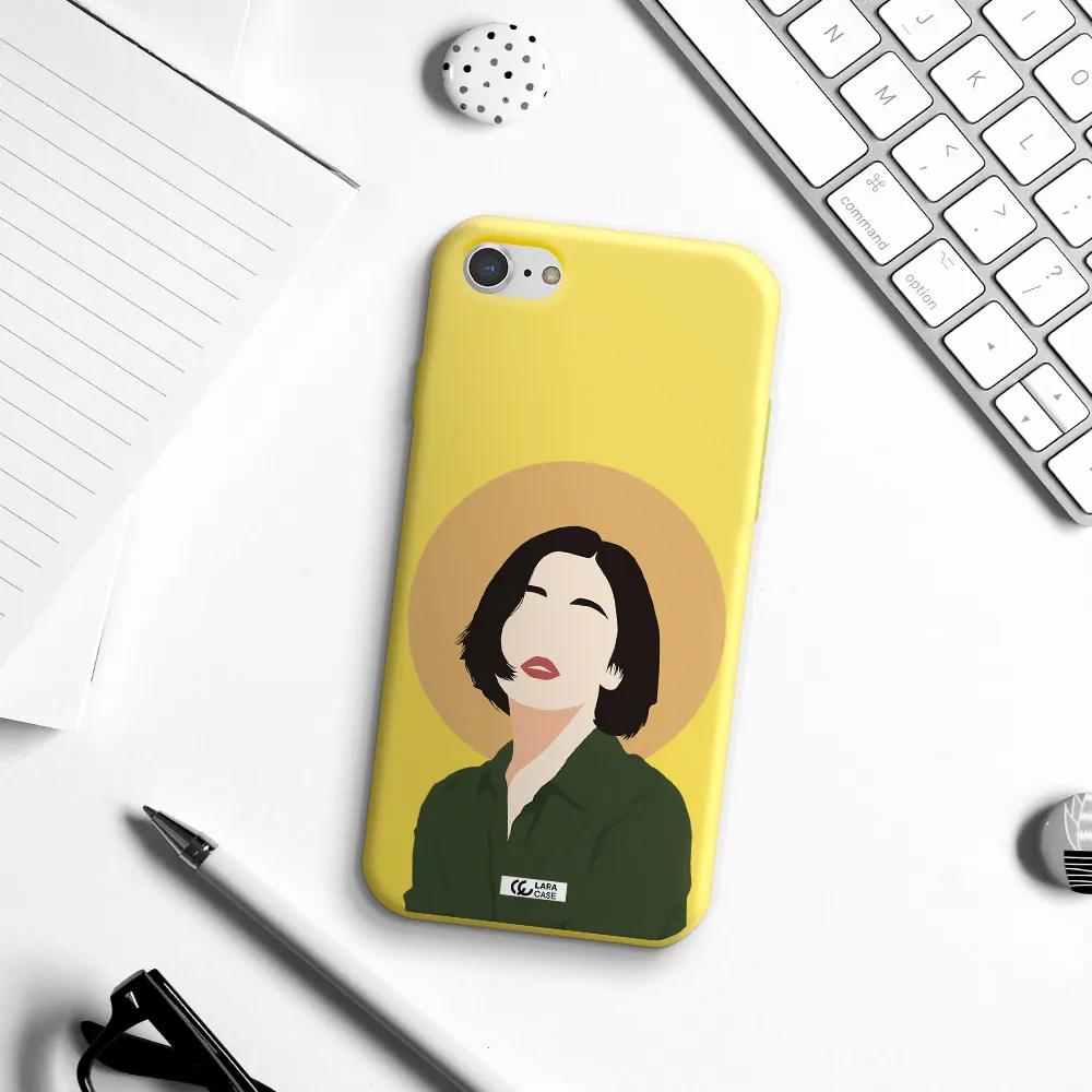 Portrait Of A Girl In A Green Dress Apple iPhone 8 Silicone canary yellow Case