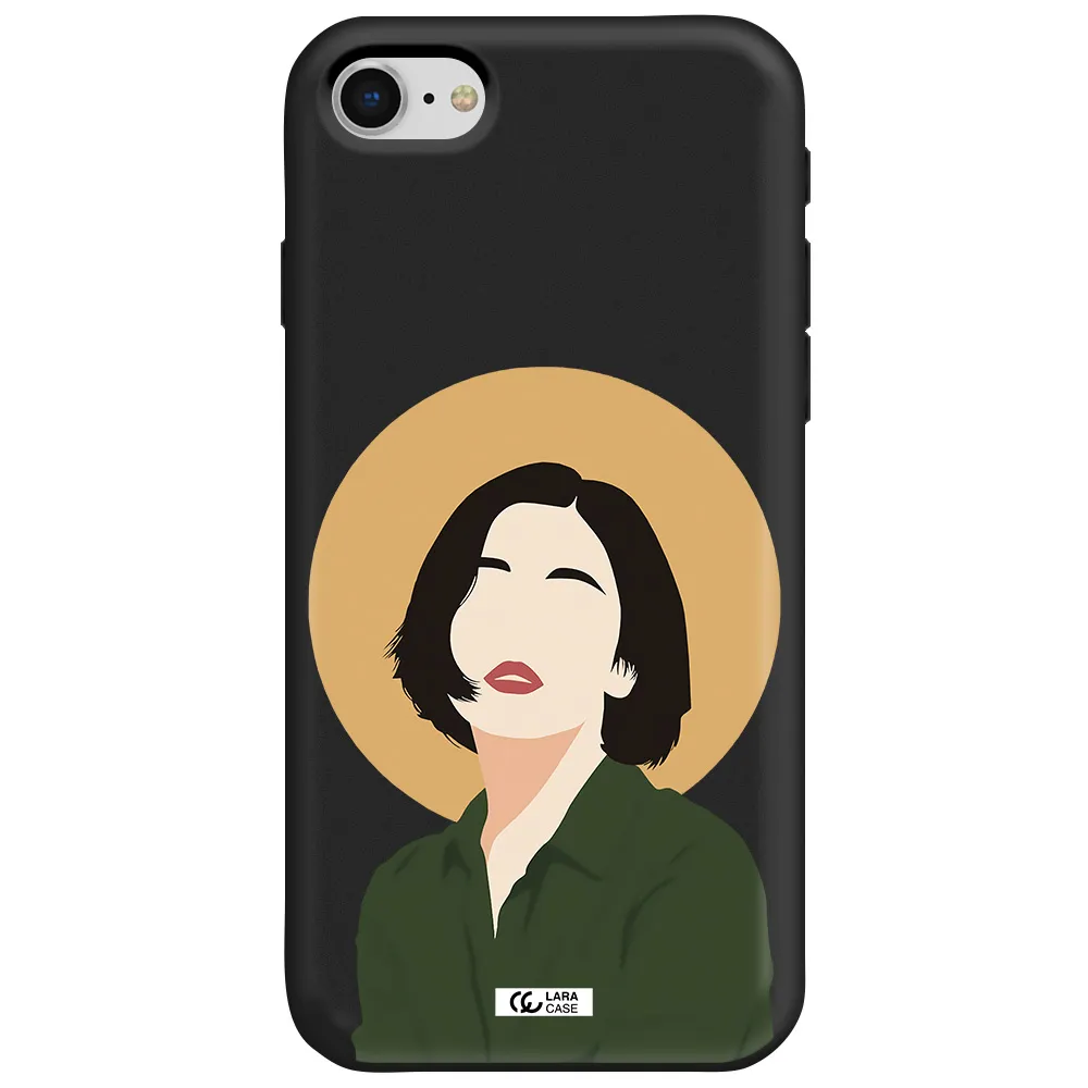 Portrait Of A Girl In A Green Dress Apple iPhone se 2020 Silicone black Case