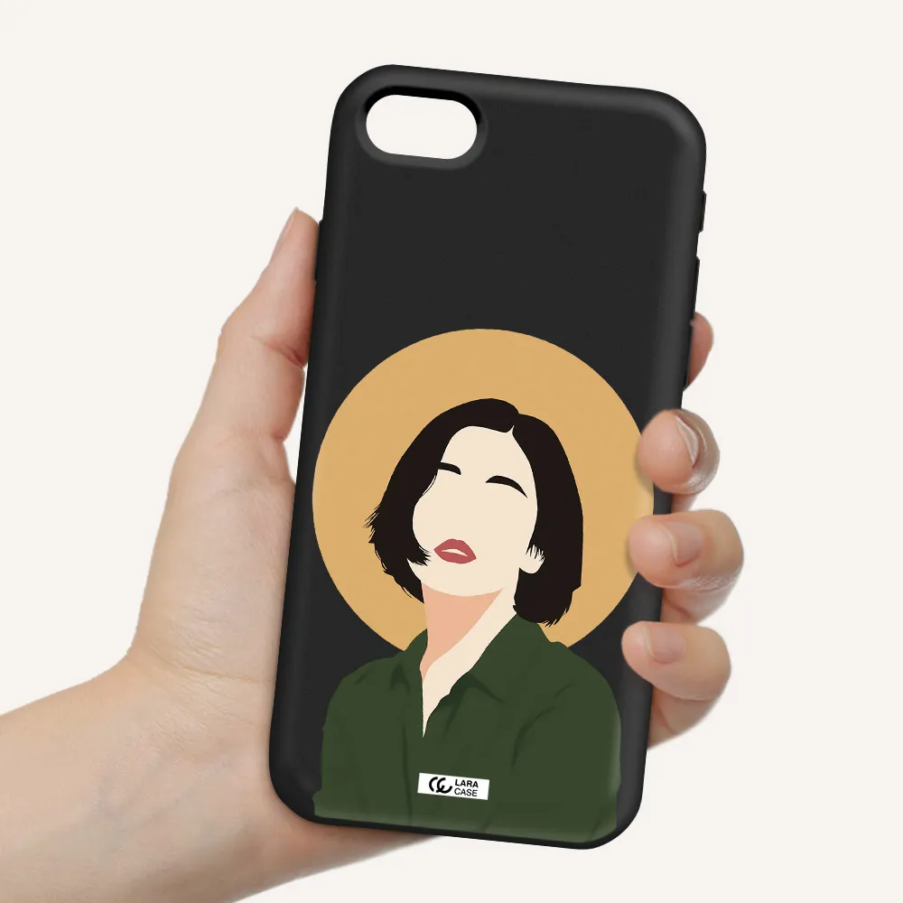 Portrait Of A Girl In A Green Dress Apple iPhone se 2020 Silicone black Case