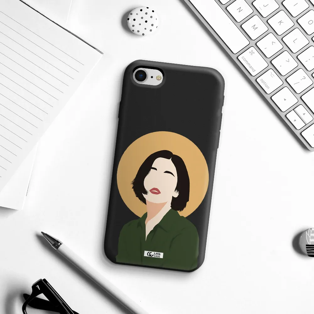 Portrait Of A Girl In A Green Dress Apple iPhone se 2020 Silicone black Case