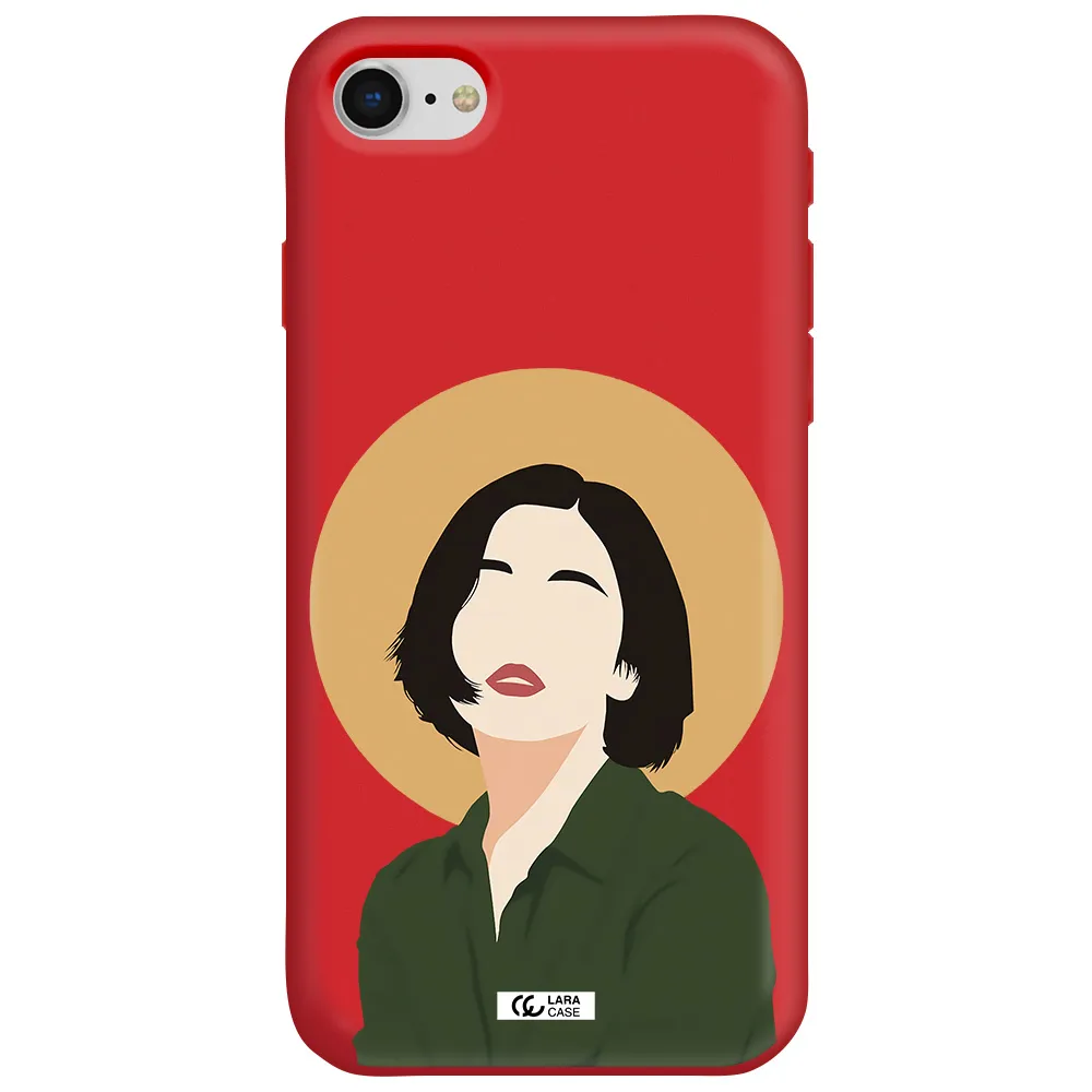 Portrait Of A Girl In A Green Dress Apple iPhone se 2020 Silicone Imperial Red Case