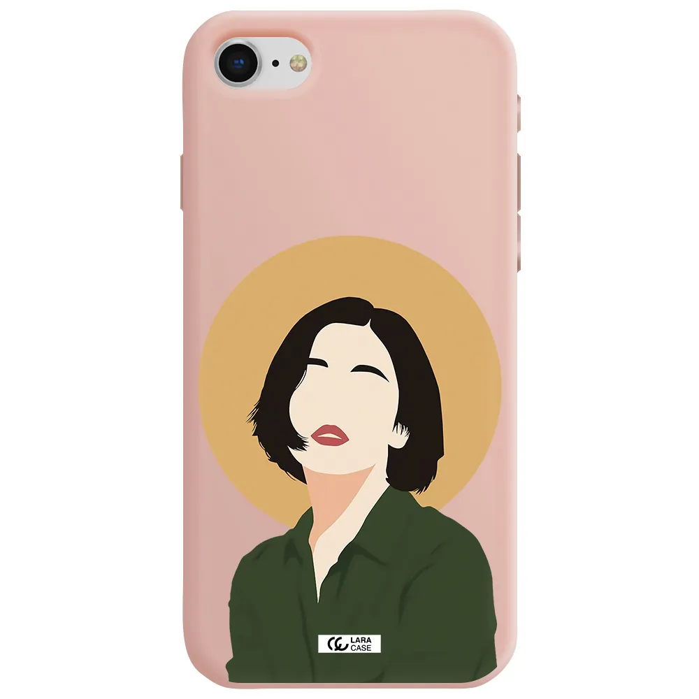 Portrait Of A Girl In A Green Dress Apple iPhone se 2020 Silicone pastel pink Case