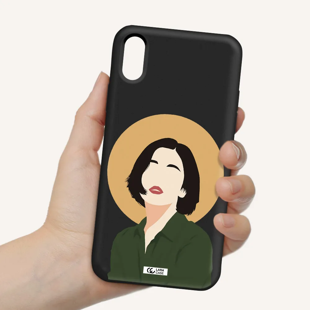 Portrait Of A Girl In A Green Dress Apple iPhone X Silicone black Case
