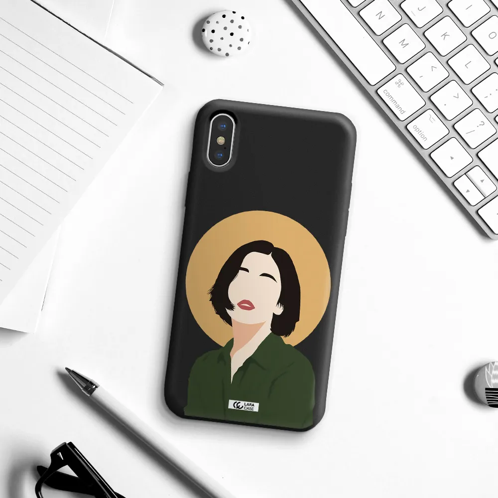 Portrait Of A Girl In A Green Dress Apple iPhone X Silicone black Case