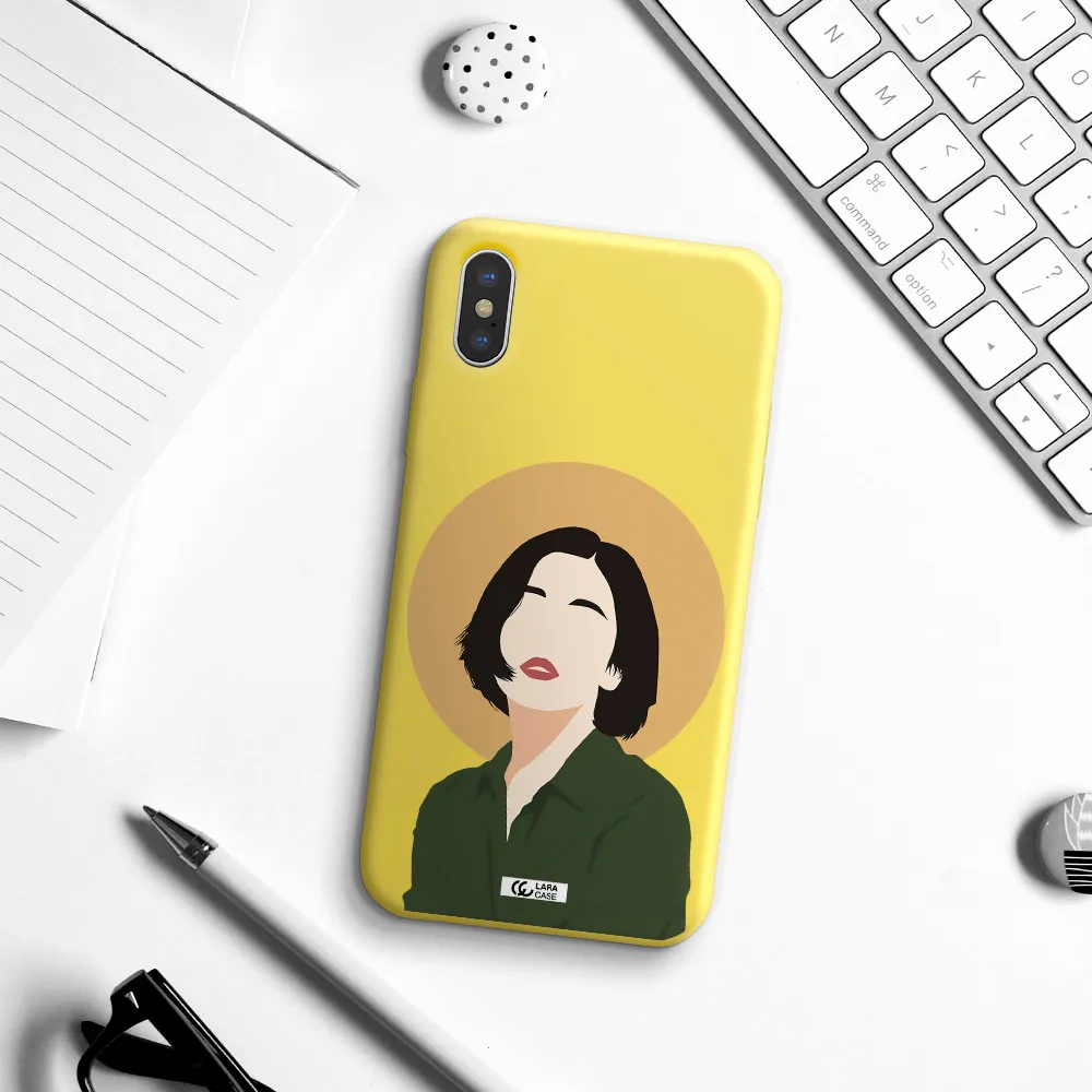 Portrait Of A Girl In A Green Dress Apple iPhone X Silicone canary yellow Case
