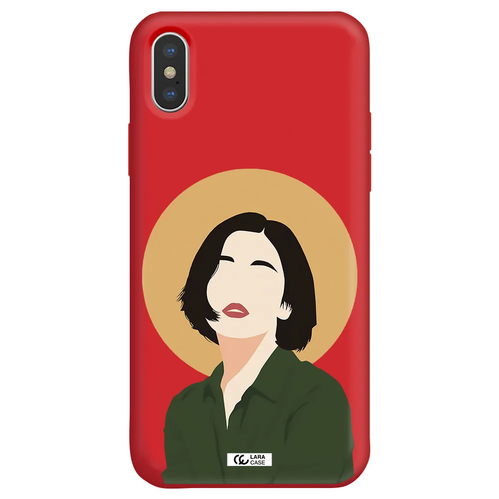 Portrait Of A Girl In A Green Dress Apple iPhone X Silicone Imperial Red Case