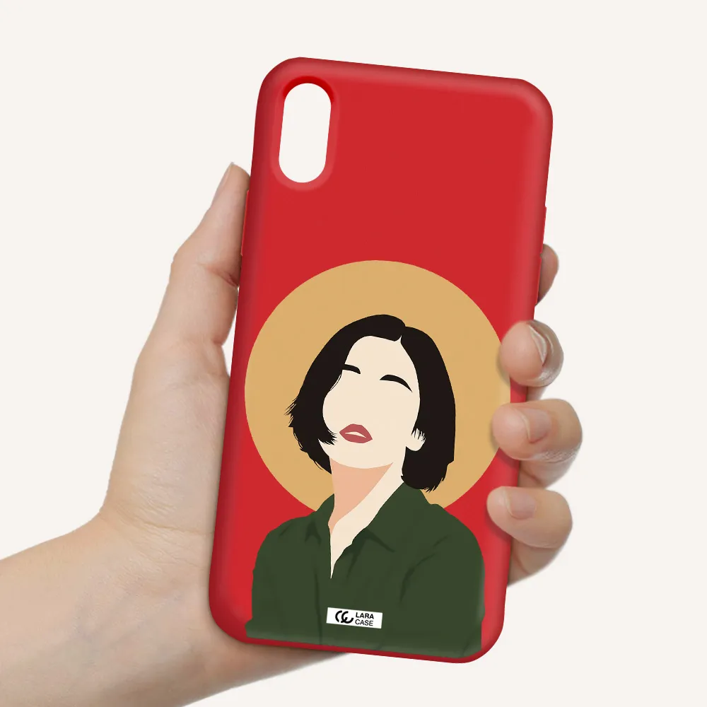 Portrait Of A Girl In A Green Dress Apple iPhone X Silicone Imperial Red Case
