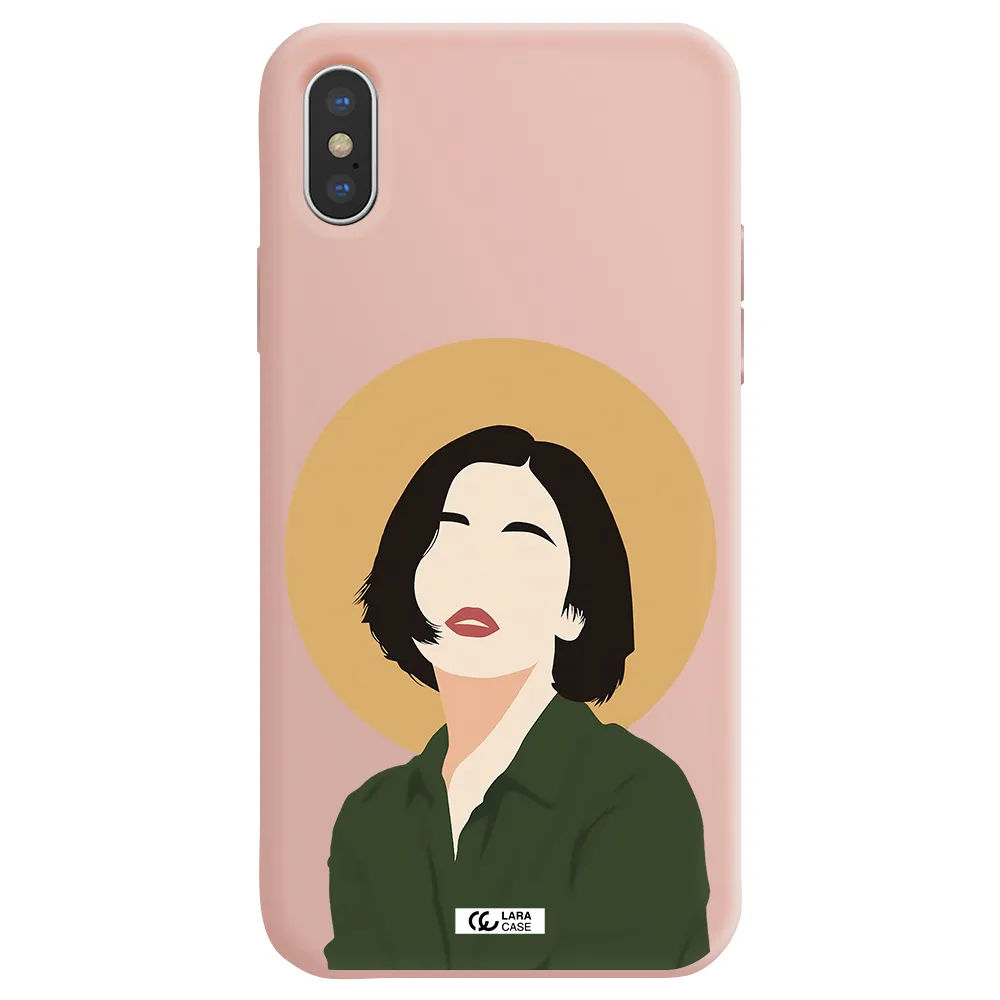 Portrait Of A Girl In A Green Dress Apple iPhone X Silicone pastel pink Case
