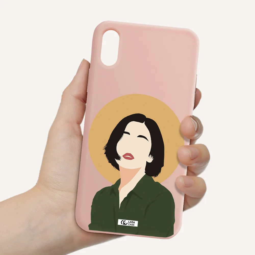 Portrait Of A Girl In A Green Dress Apple iPhone X Silicone pastel pink Case