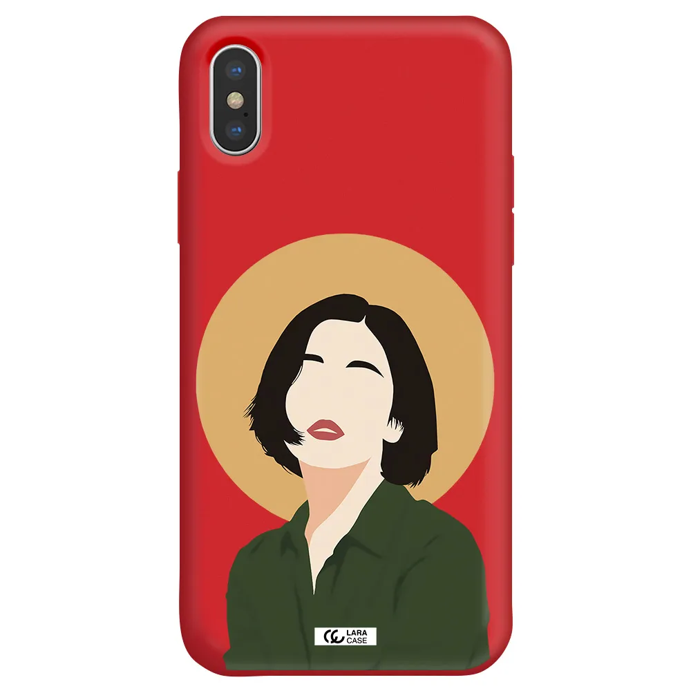 Portrait Of A Girl In A Green Dress Apple iPhone XS Silicone Imperial Red Case