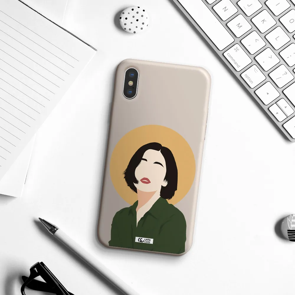 Portrait Of A Girl In A Green Dress Apple iPhone XS Silicone Stone Case