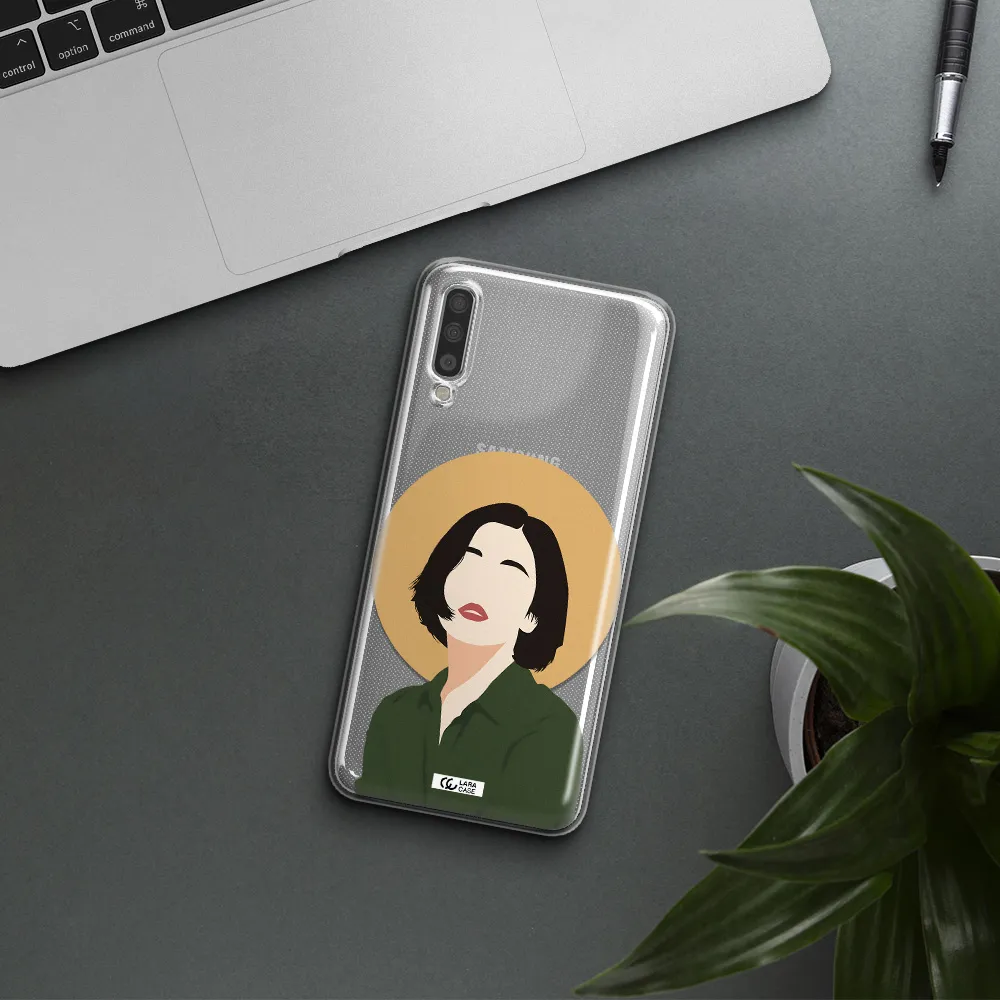 Portrait Of A Girl In A Green Dress Samsung A70 Clear TPU Case