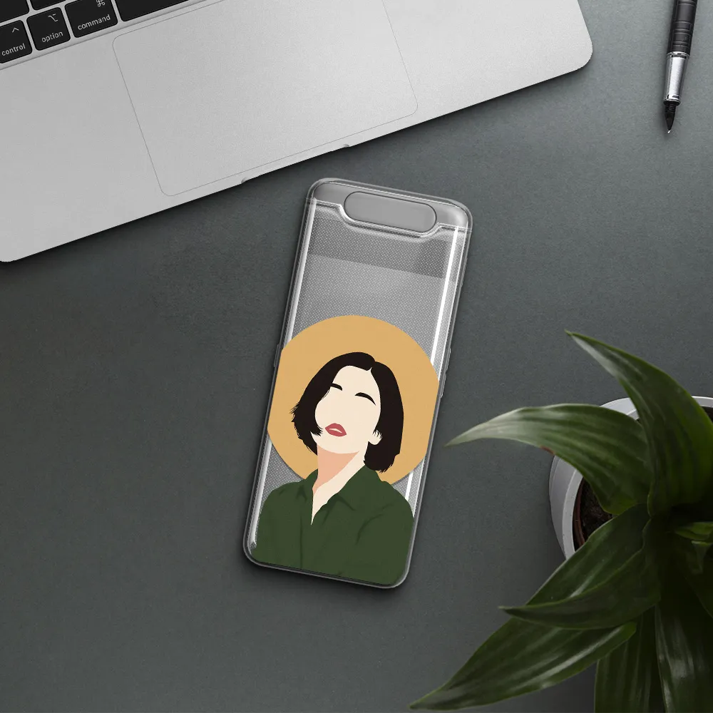Portrait Of A Girl In A Green Dress Samsung A80 Clear TPU Case