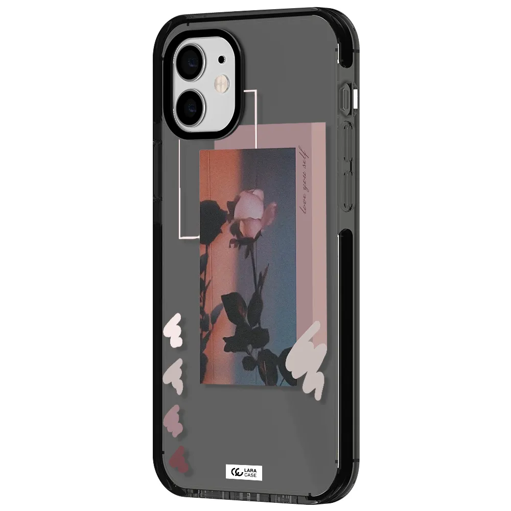 Pink Rose Apple iPhone 11 impact Smoke Black Case