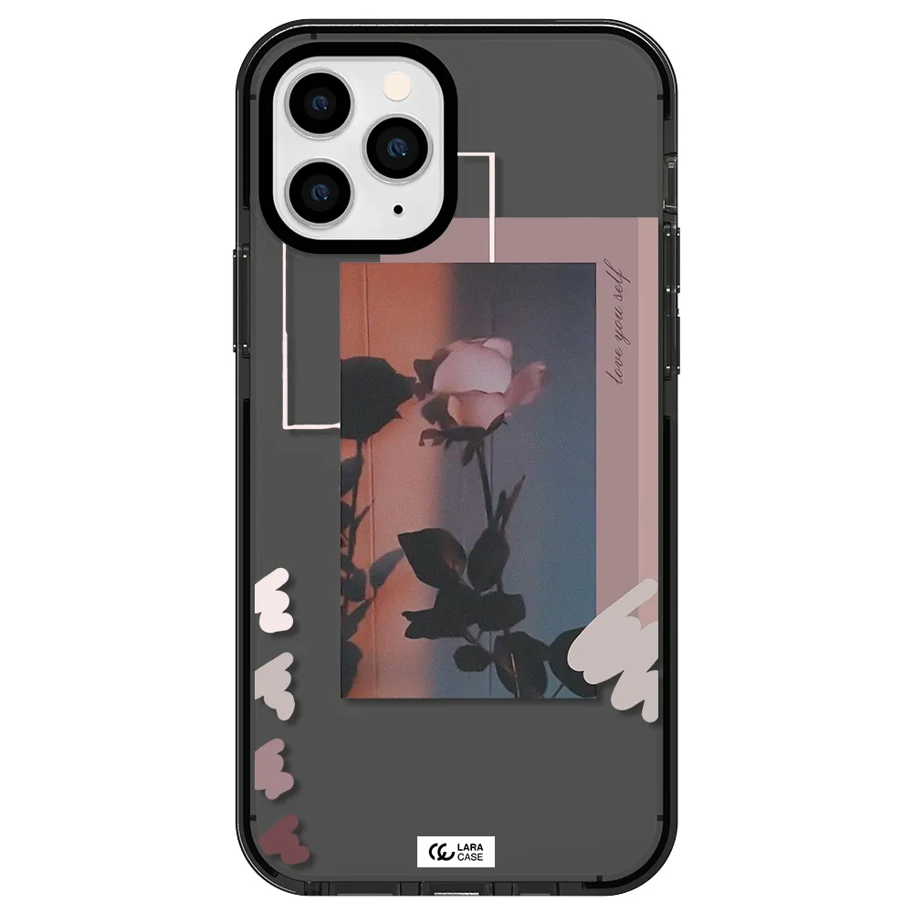 Pink Rose Apple iPhone 11 pro max impact Smoke Black Case