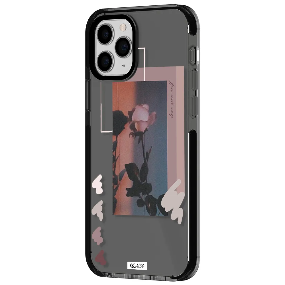 Pink Rose Apple iPhone 11 pro max impact Smoke Black Case
