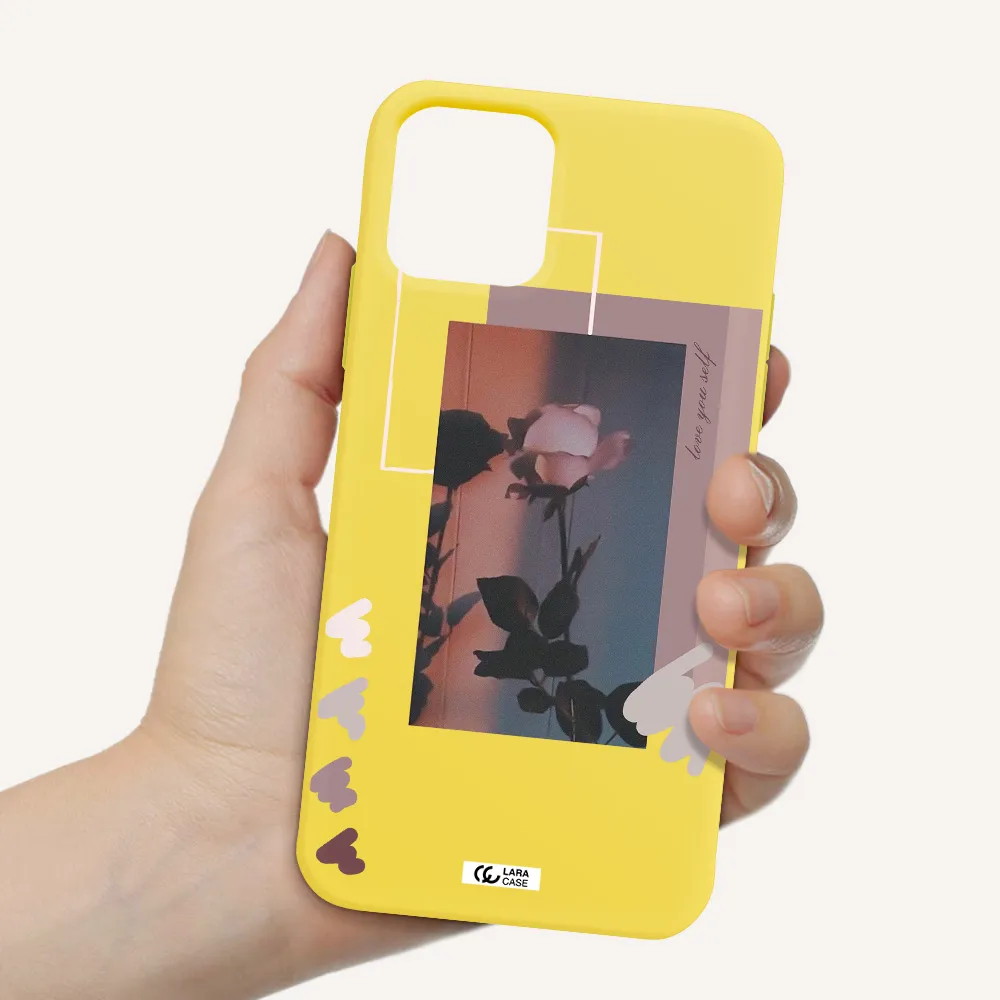 Pink Rose Apple iPhone 11 pro max Silicone canary yellow Case