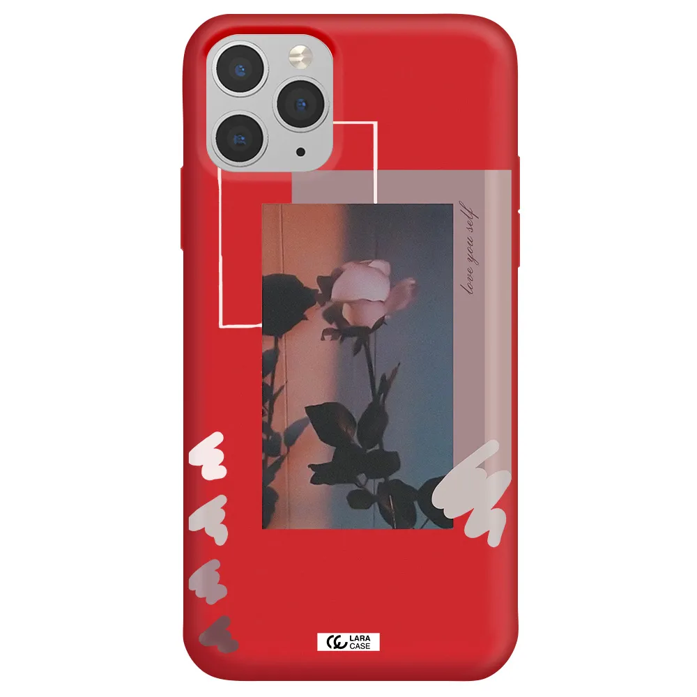 Pink Rose Apple iPhone 11 pro max Silicone Imperial Red Case