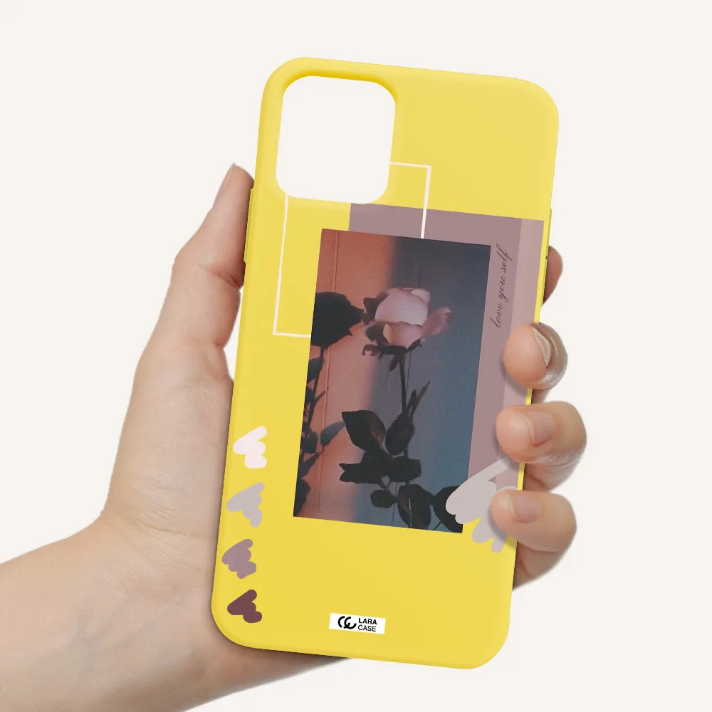 Pink Rose Apple iPhone 11 pro Silicone canary yellow Case