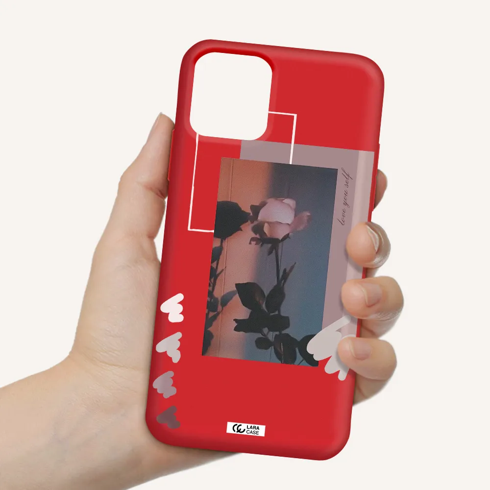 Pink Rose Apple iPhone 11 pro Silicone Imperial Red Case