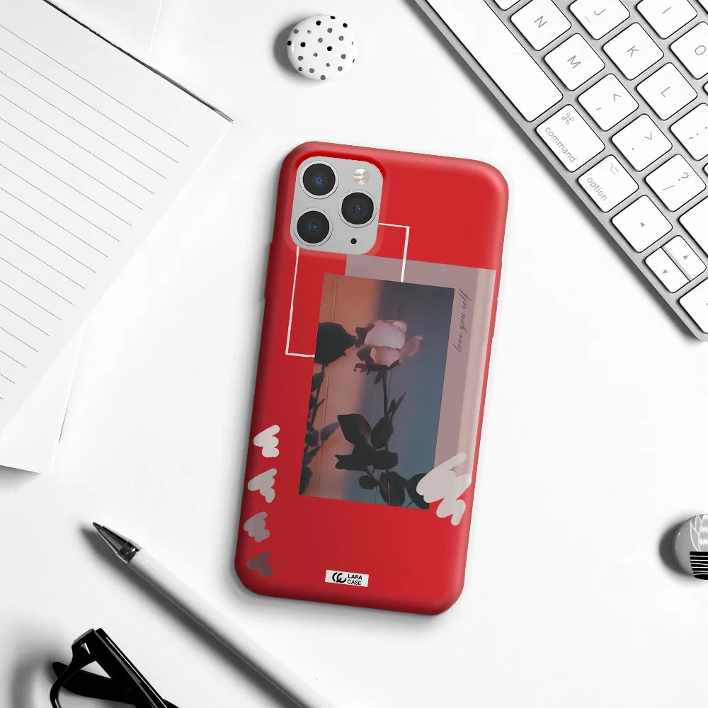 Pink Rose Apple iPhone 11 pro Silicone Imperial Red Case