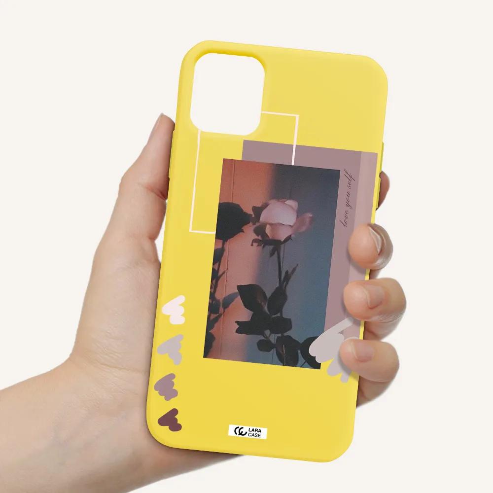 Pink Rose Apple iPhone 11 Silicone canary yellow Case