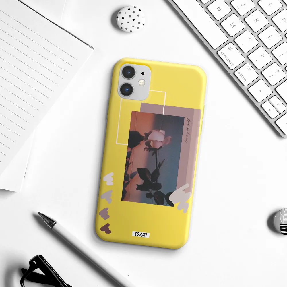 Pink Rose Apple iPhone 11 Silicone canary yellow Case