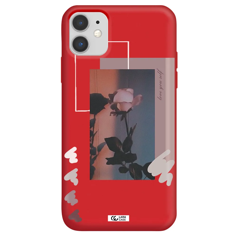 Pink Rose Apple iPhone 11 Silicone Imperial Red Case