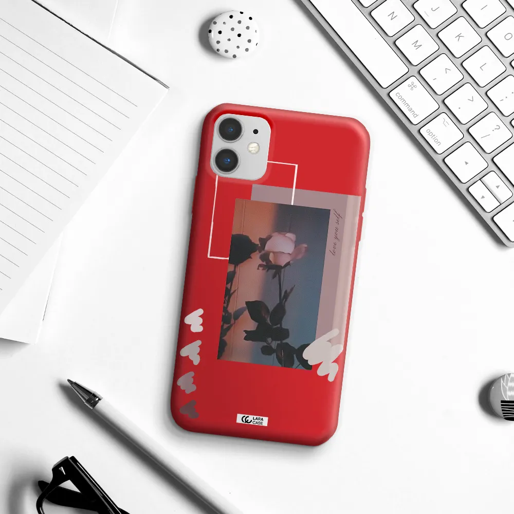 Pink Rose Apple iPhone 11 Silicone Imperial Red Case